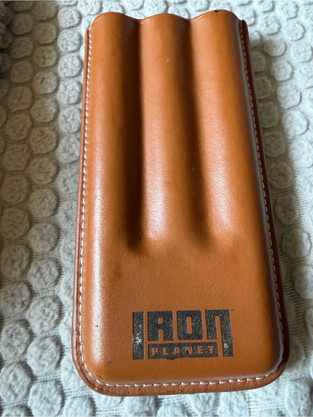 Vintage IronPlanet Leather 3-Finger Cigar Travel Case - Brown